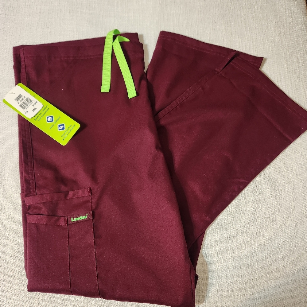 NWT Scrub Pants Landau Wine Colored Drawstring Small
